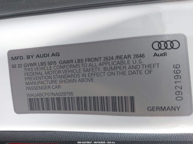 2022 AUDI A5 SPORTBACK WAUABCF57NA029755 Photo 8