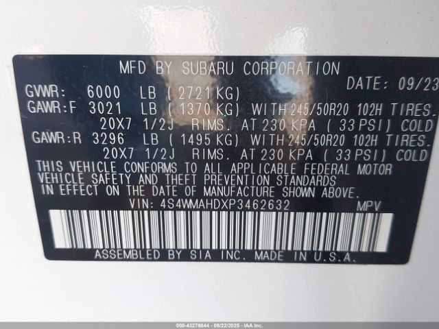 2023 SUBARU ASCENT 4S4WMAHDXP3462632 Photo 8