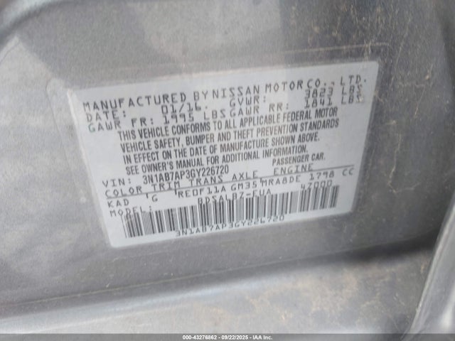 3N1AB7AP3GY226720 Nissan 2016