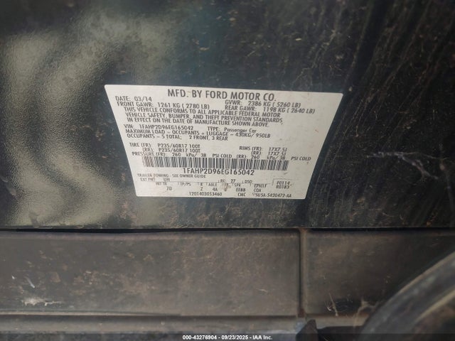 Ford Taurus 2014 1FAHP2D96EG165042 Image 9
