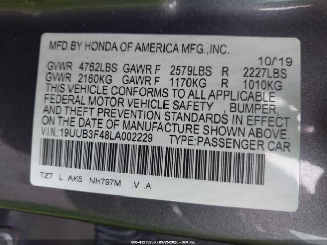 2020 ACURA TLX 19UUB3F48LA002229 Photo 8