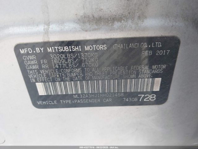 2017 MITSUBISHI MIRAGE ML32A3HJ1HH021458 Photo 8