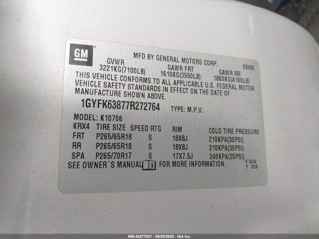 2007 CADILLAC ESCALADE 1GYFK63877R272764 Photo 8