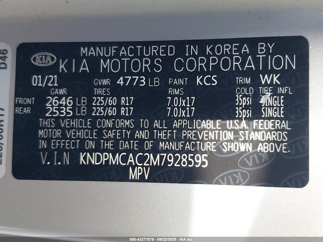 KIA gdi theta-ii 2021 KNDPMCAC2M7928595 Image 9