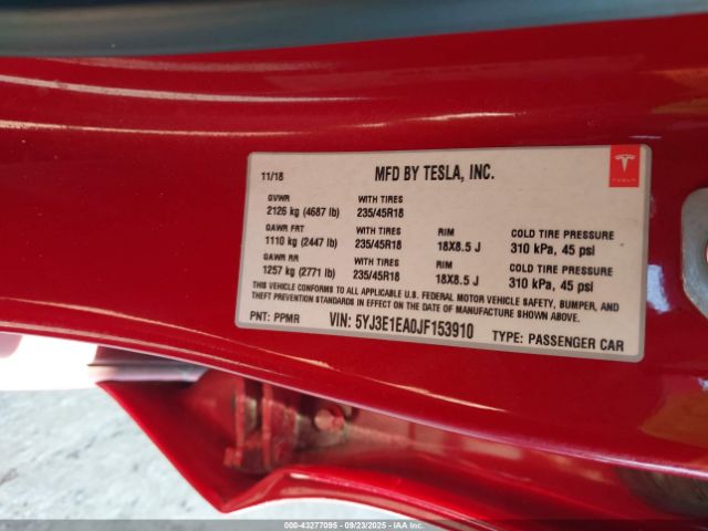 2018 TESLA MODEL 3 5YJ3E1EA0JF153910 Photo 8