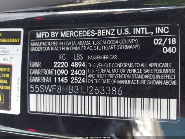 2018 MERCEDES-BENZ AMG C 63 55SWF8HB3JU263386 Photo 8