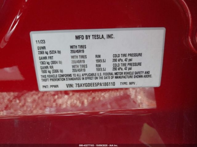 2023 TESLA MODEL Y 7SAYGDEE5PA186110 Photo 8