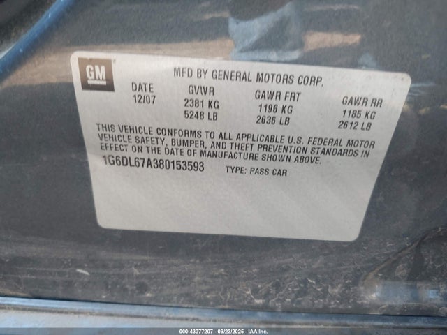 2008 CADILLAC STS 1G6DL67A380153593 Photo 8
