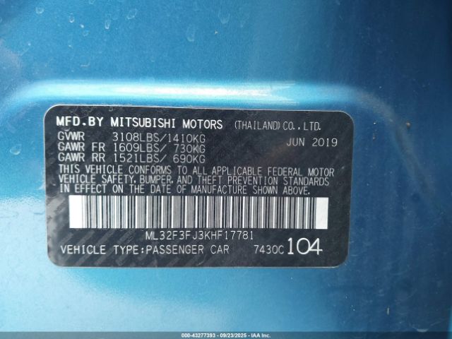 2019 MITSUBISHI MIRAGE G4 ML32F3FJ3KHF17781 Photo 8