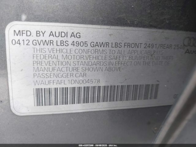 2013 AUDI A4 WAUFFAFL1DN004578 Photo 8