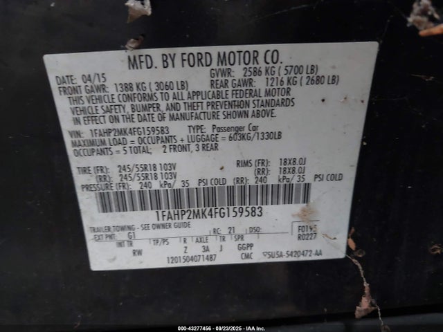 1FAHP2MK4FG159583 Ford 2015