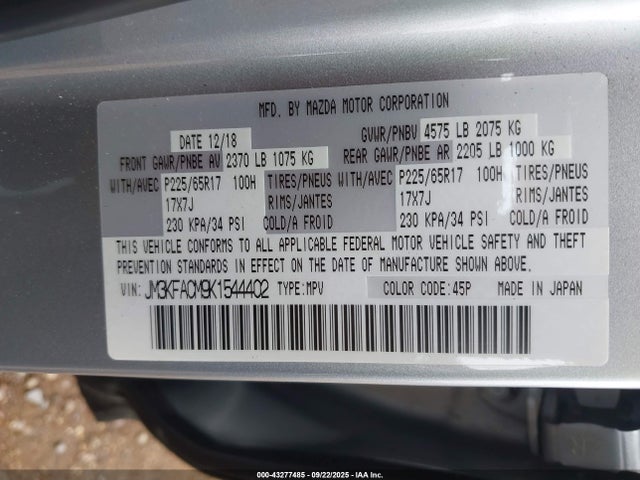 Mazda py cylinder deactivation 2019 JM3KFACM9K1544402 Image 9