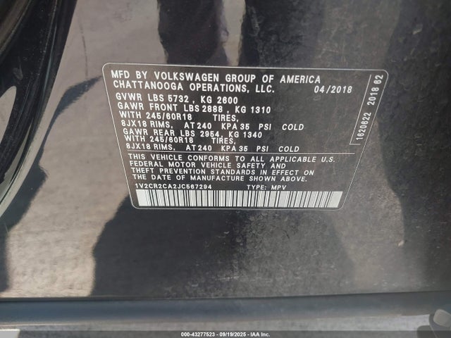 1V2CR2CA2JC567294 Volkswagen fsi
