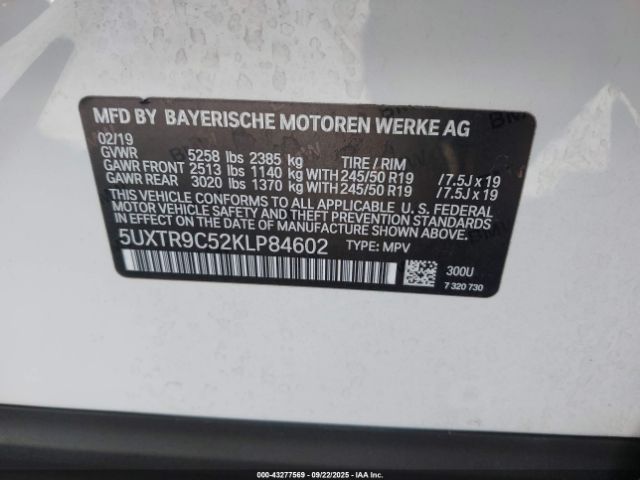 2019 BMW X3 5UXTR9C52KLP84602 Photo 8