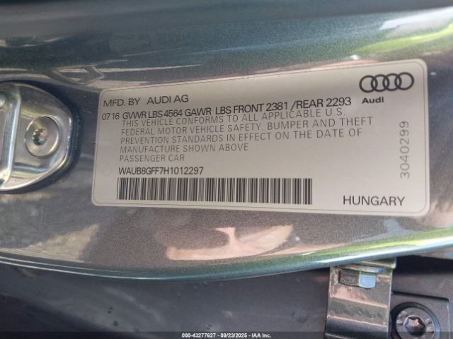 2017 AUDI A3 WAUB8GFF7H1012297 Photo 8
