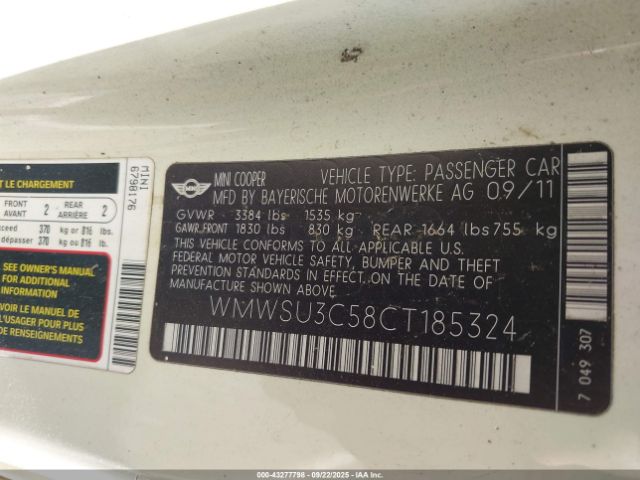 2012 MINI COOPER WMWSU3C58CT185324 Photo 8