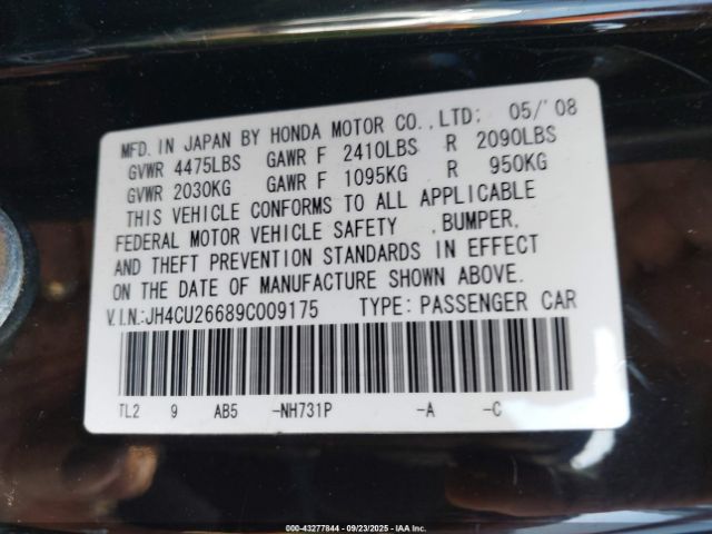 2009 ACURA TSX JH4CU26689C009175 Photo 8