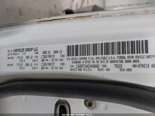 Aukcja sprzedaży 2014 Ram 1500 Tradesman, vin: 1C6RR7FGXES408082, numer aukcji: 43277983