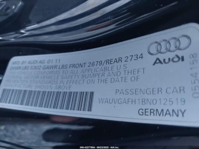 2011 AUDI S5 WAUVGAFH1BN012519 Photo 8