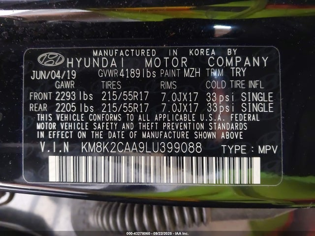 Hyundai mpi nu 2020 KM8K2CAA9LU399088 Image 9