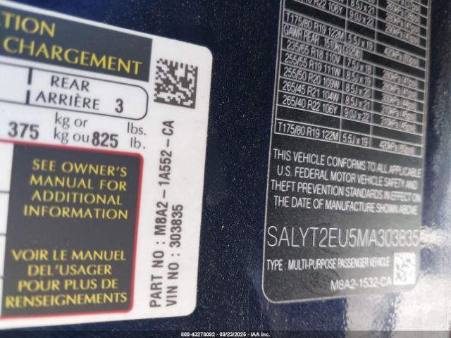 2021 LAND ROVER RANGE ROVER VELAR SALYT2EU5MA303835 Photo 8