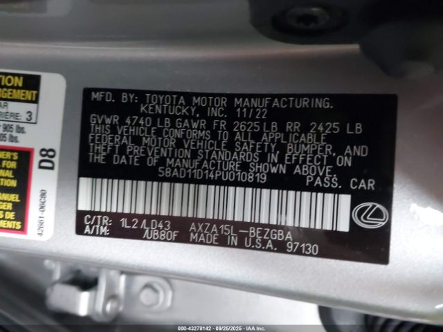 2023 LEXUS ES 250 58AD11D14PU010819 Photo 8