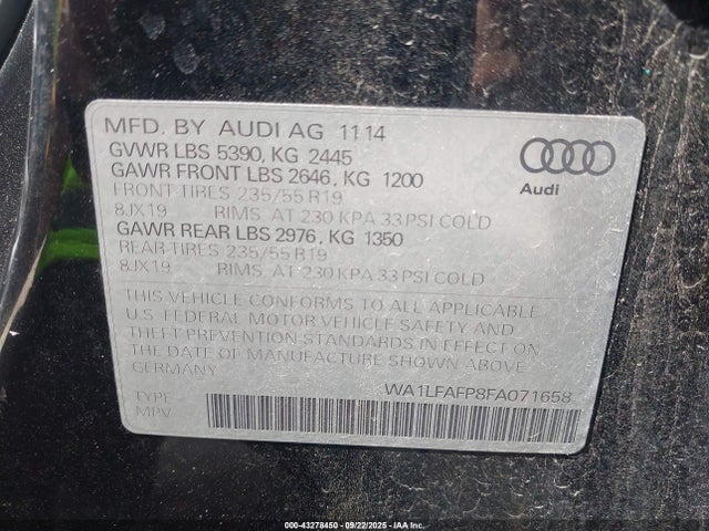2015 AUDI Q5 WA1LFAFP8FA071658 Photo 8