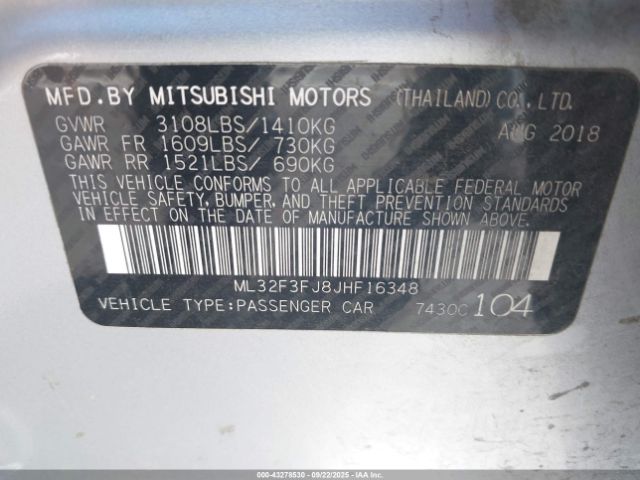 2018 MITSUBISHI MIRAGE G4 ML32F3FJ8JHF16348 Photo 8