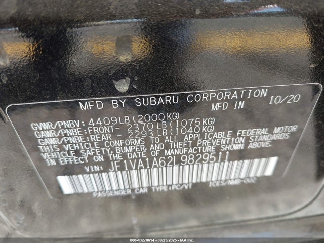 Subaru dib 2020 JF1VA1A62L9829511 Image 9