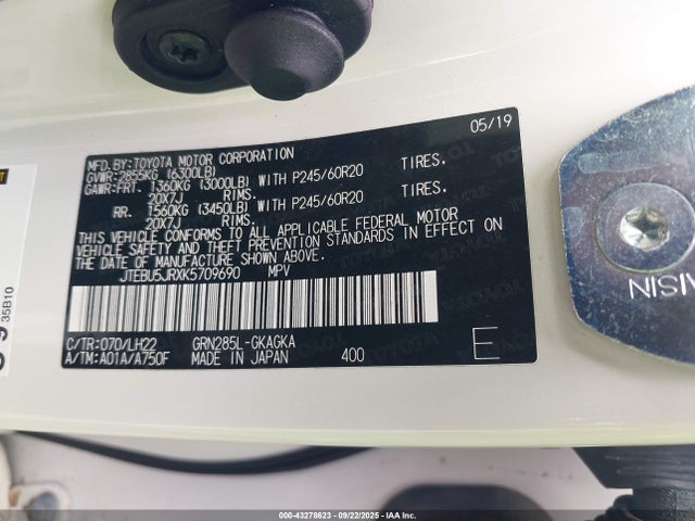 Toyota 1gr-fe 2019 JTEBU5JRXK5709690 Image 9