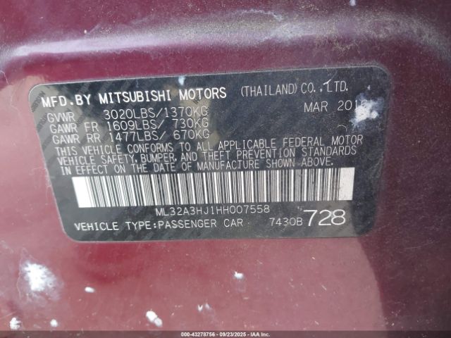 2017 MITSUBISHI MIRAGE ML32A3HJ1HH007558 Photo 8