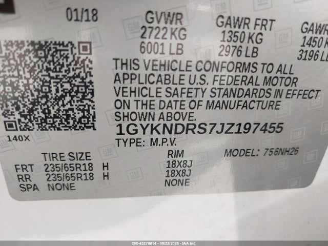 2018 CADILLAC XT5 1GYKNDRS7JZ197455 Photo 8