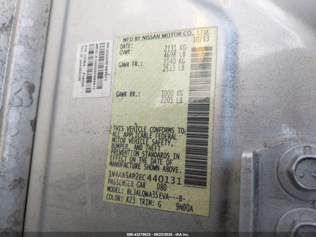 Nissan Maxima 2014 1N4AA5AP2EC440131 Image 9