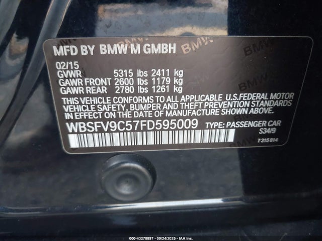 BMW 2015 2015 WBSFV9C57FD595009 Image 9