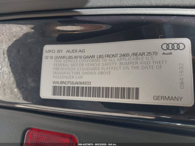 2018 AUDI A5 WAUBNCF58JA084933 Photo 8