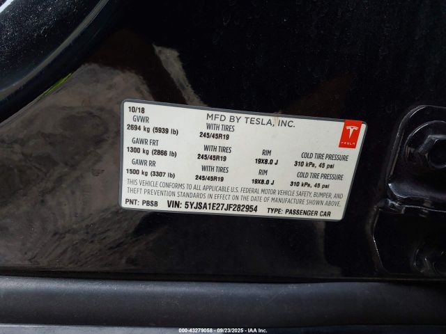 2018 TESLA MODEL S 5YJSA1E27JF282954 Photo 8