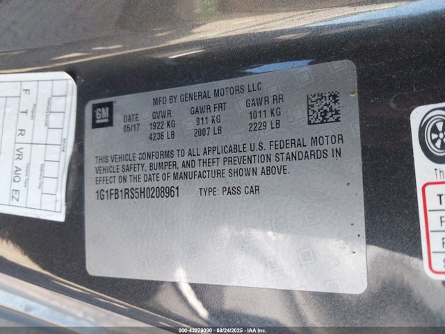 1G1FB1RS5H0208961 Chevrolet Camaro 1lt