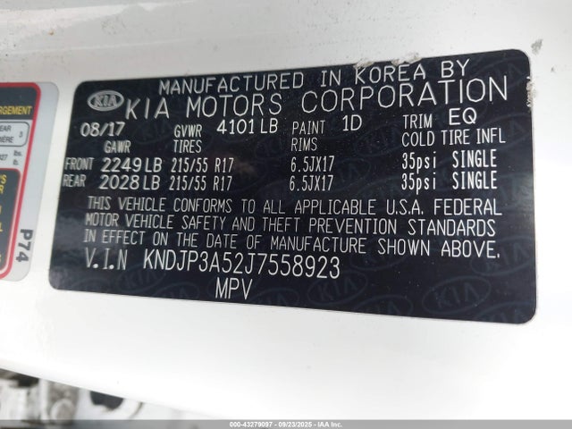 KIA g 2018 KNDJP3A52J7558923 Image 9