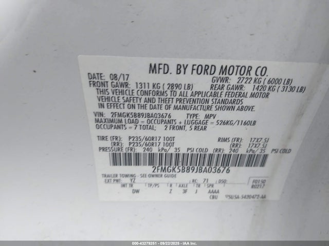 Ford Flex 2018 2FMGK5B89JBA03676 Image 9