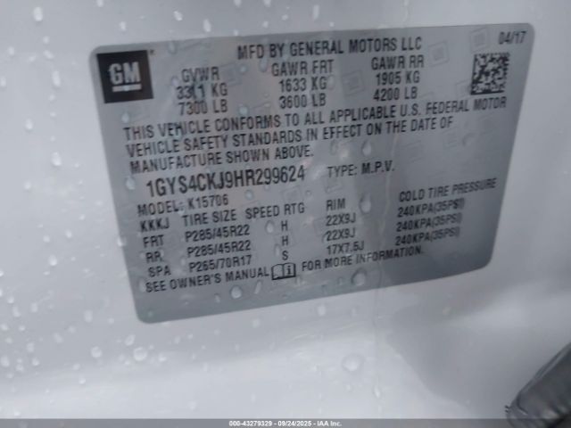 2017 CADILLAC ESCALADE 1GYS4CKJ9HR299624 Photo 8