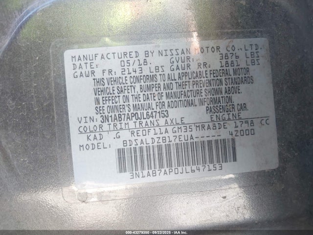 3N1AB7AP0JL647153 Nissan 2018