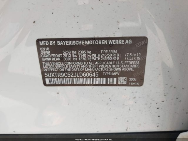 2018 BMW X3 5UXTR9C52JLD60645 Photo 8
