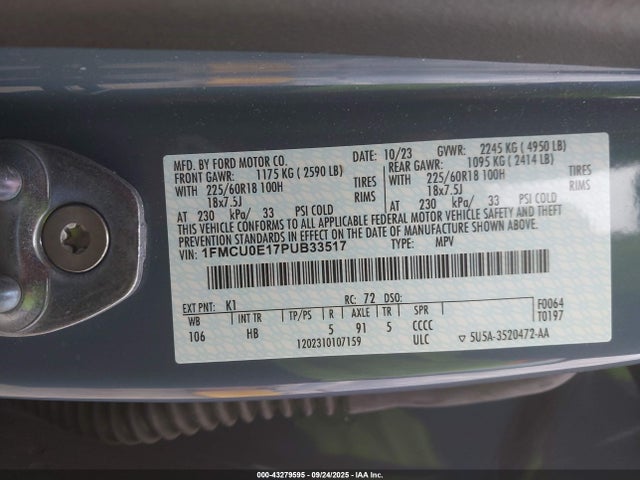 Ford dura pfi atk 2023 1FMCU0E17PUB33517 Image 9