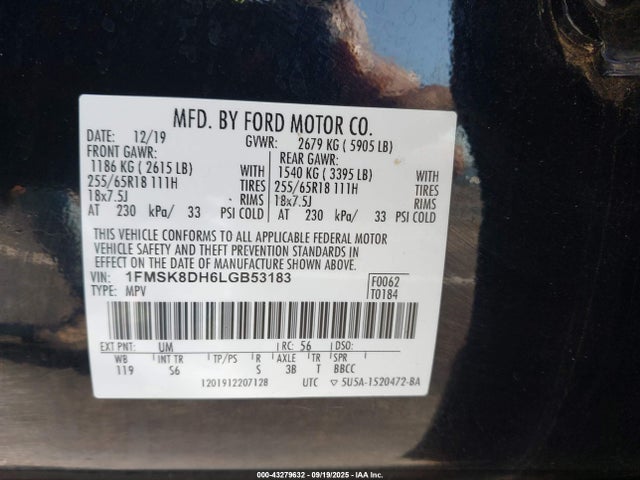 Ford Explorer 2020 1FMSK8DH6LGB53183 Image 9