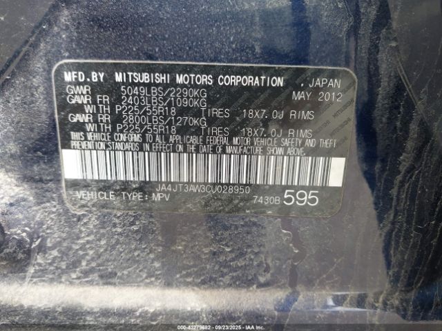 2012 MITSUBISHI OUTLANDER JA4JT3AW3CU028950 Photo 8