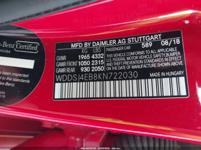 2019 MERCEDES-BENZ CLA 250 WDDSJ4EB8KN722030 Photo 8