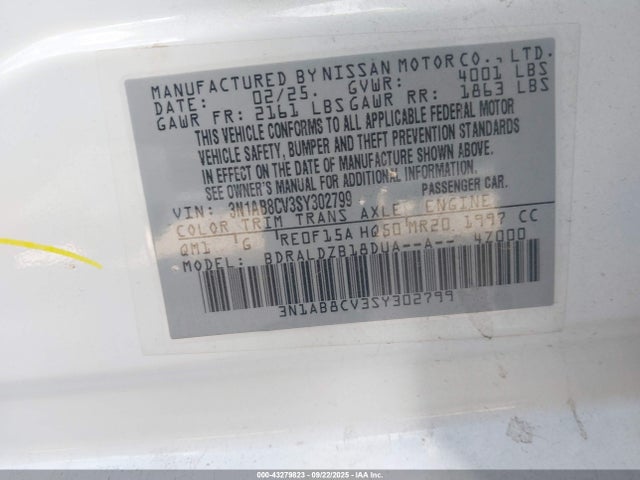 3N1AB8CV3SY302799 Nissan Sentra