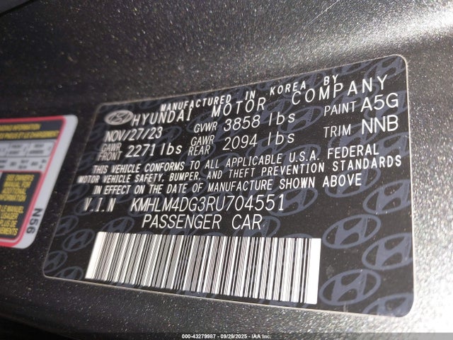 KMHLM4DG3RU704551 Hyundai mpi nu pe