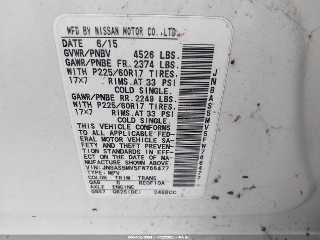 JN8AS5MV5FW766477 Nissan Rogue