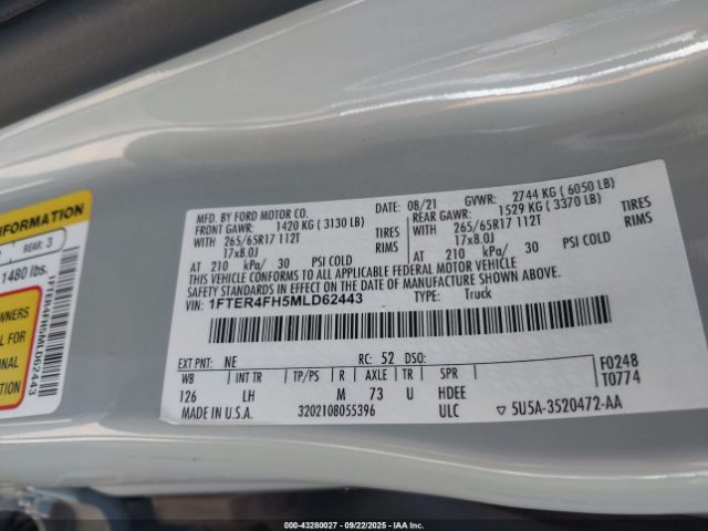 2021 FORD RANGER 1FTER4FH5MLD62443 Photo 8